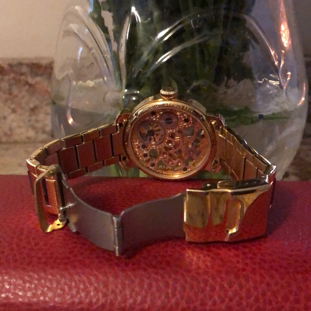 COPY - Akribos XXIV Gold skeleton watch - Picture 3 of 5